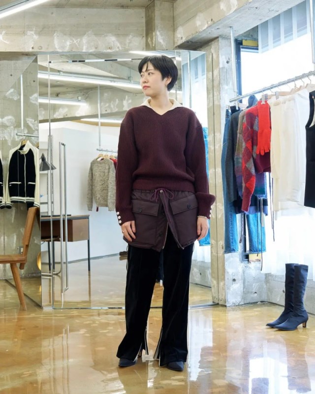 【24AW】＜ジョン メイソン スミス＞リサイクルナイロンマイクロリップストップミニスカート